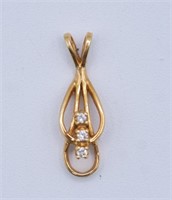 14k Gold & White Stone Pendant