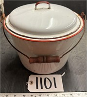 10" Red & White Enamelware Pot