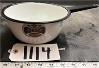 7" White Cesco Enamelware Pot