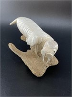 Charles Edwards ivory carved walrus, with baleen i