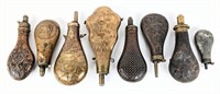 (8) Civil War Era Copper / Brass Powder Flasks