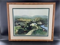 Grandma Moses print double matted and framed with