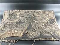 Brand new dark brown fringed scarf with a paisley