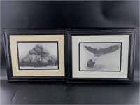 Two Robert Patterson double matted and framed prin