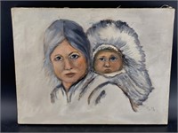 Original oil on canvas by Ruth of Native mother an