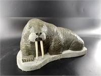 Michael Scott soapstone carving of a walrus with i