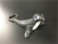 Adorable seal shaped bottle opener, cast iron, abo