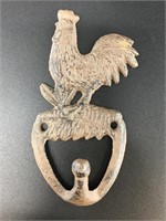 Cast iron Rooster silhouette coat hook, 6" long
