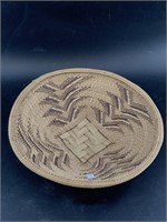 Small hand woven African grass basket with beautif
