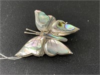 Vintage sterling silver Mexican butterfly pin with