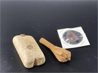 Collection of ivory, bone and stone artifacts incl