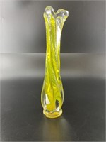 Italian art glass vase with chip face, 9"