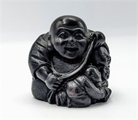 Signed Carved Composite Happy Buddha