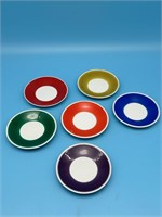 Mcm Colored Rimmed Saucers - Made In Italy