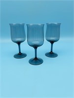 Smokey Blue Wine Glasses - Set Of 3