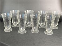 Set Of 8 Etched Glass Parfait Glasses