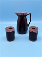 Set Of 3 Pottery Cups And Pitcher
