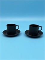 1954 Wedgwood  Black Espresso Cups And Saucer