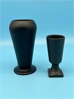 Set Of 2 Matte Black Vases