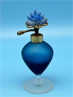 Antique Perfume Bottle - Blue Frosted Glass