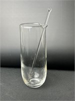 Blown Glass Beverage Pitcher With Stirrer