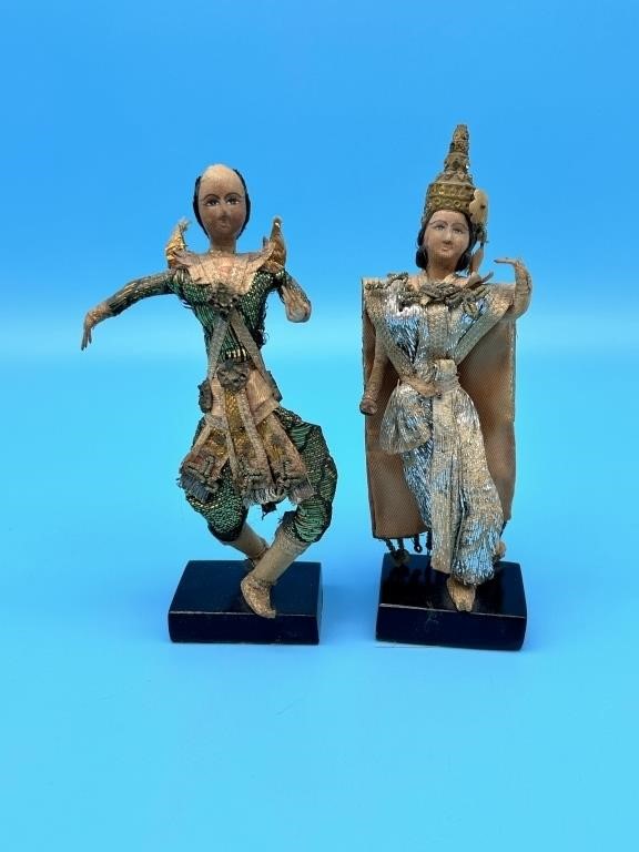 Set Of 2 Unique Handmade Dolls Thai Dancers