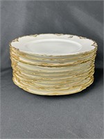 Set Of 11 Gold Rimmed Intialed Dinner Plates 10"