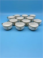 Set Of 12 Gold Rimmed Intialed Cups