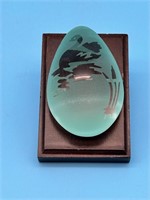 Green Frosted Glass Egg - Heavy - Swan