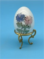 Porcelian Hand Painted Egg With Stand