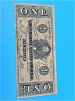 1 Dollar Confederate Dollar Bill
