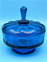 Cobalt Blue Glass Footed Compote
