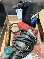 Drill, OIl can, hammer