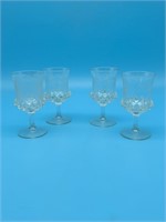 Set Of 4 Etched Crystal Sherry Glasses