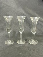 Set Of 3 Vintage Stemmed Shot Glasses
