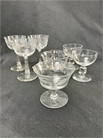Vintage Etched Tall And Short Sorbet Glasses