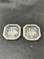 Set Of 2 Antique Coasters With Etching