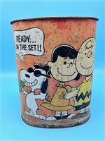 Vintage Charlie Brown Waste Basket - Metal