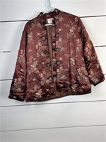 Oriental Rayon Jacket - Brown With Embroidery