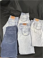 5 Levi's Orange & Red Tag Jeans