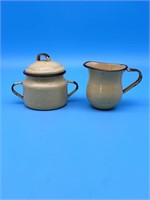 Enamel Ware Sugar And Creamer