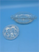 2 Clear Cut Glass Serving Trays