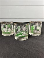 Set Of 3 Low Ball Glasses With Trains