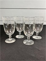 Set Of 4 Etched Water Goblets