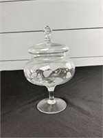 Etched Glass Candy Dish With Lid