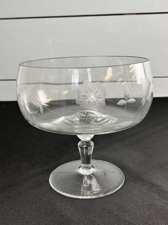 Etched Glass Compote