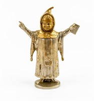 Brass Person In A Hood And Cloak Matchstick Holder