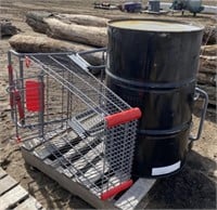 (AM) Pallet: Barrel & Shopping Cart