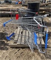 (AM) Shopping Cart & 3 Plastic Crates