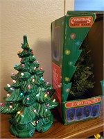 Vtg Ceramic Christmas Tree & Fiber Optic Tree
